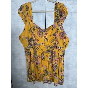 Torrid floral sleeveless tunic blouse whimsy Goth fairy core feminine plus size￼
